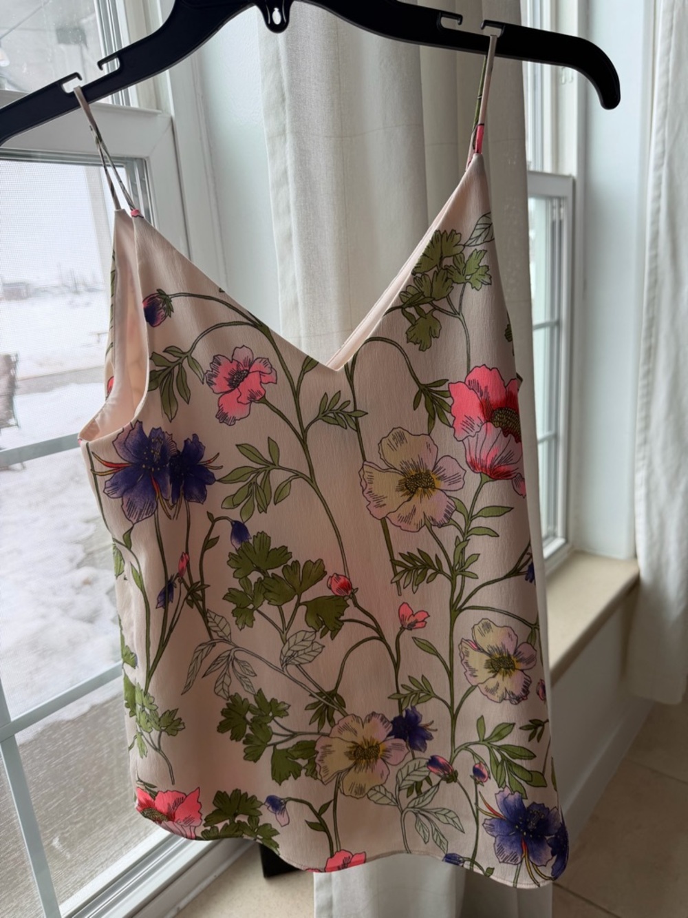 Express Floral V-Neck Cami in Pink and Green